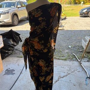 Floral Black and Orange Women's Dress